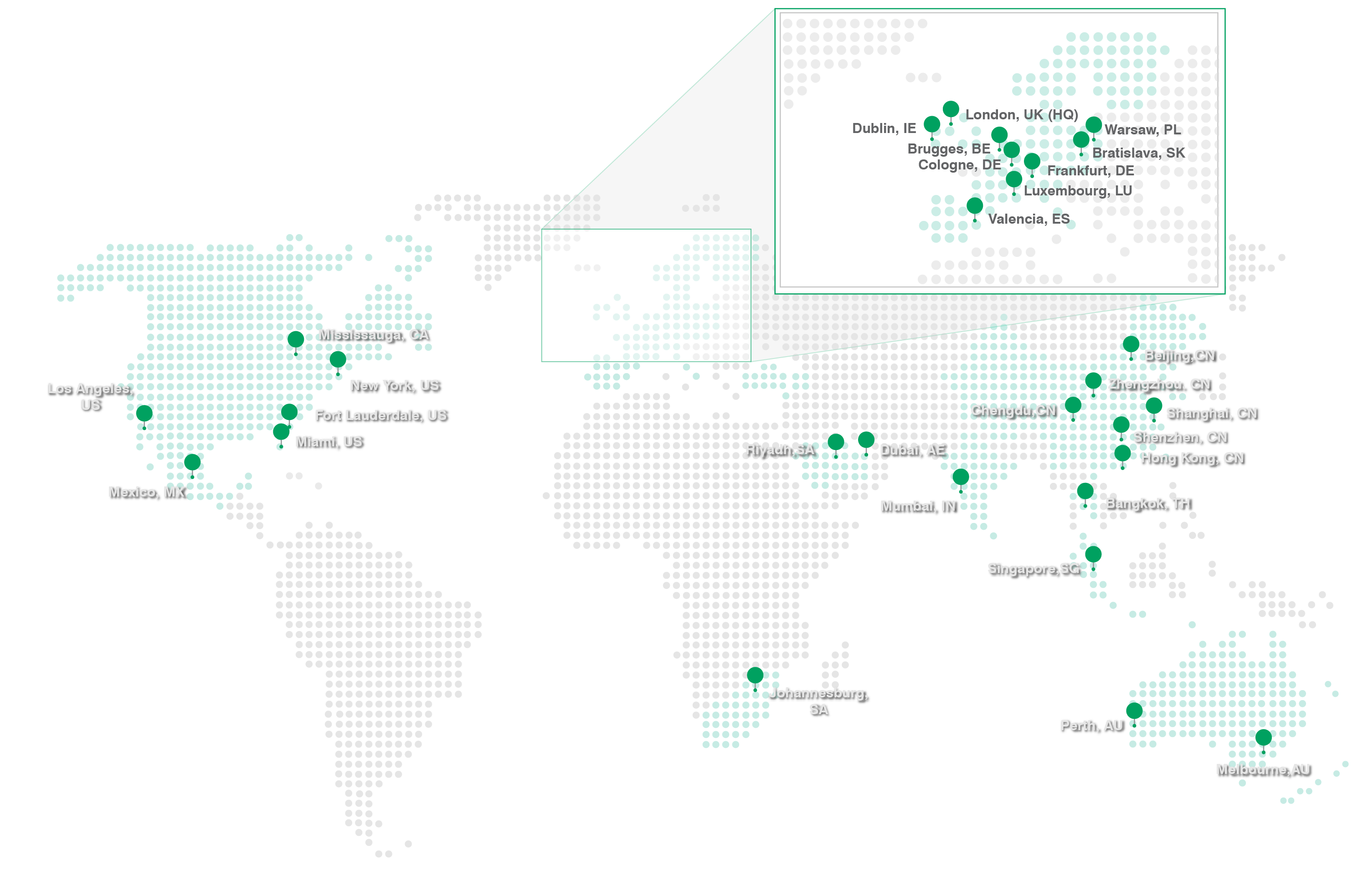 遍布全球的分支網絡
提供合規多語言的專業服務